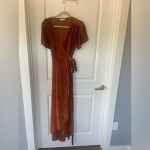 Velvet Wrap Dress - Copper
